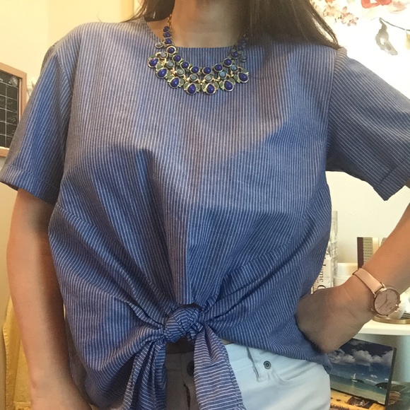 bp Tops - BP Striped Top with Front Tie and Back Buttons